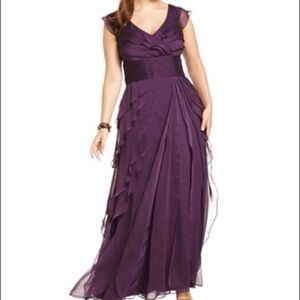 Adrianna Papell Purple Ruffle Tiered Maxi Dress